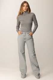 Elisabetta Franchi Maglia Dolcevita In Lana con Pattern Logo MK23S56E2 GRIGIO MELANGE