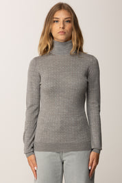 Elisabetta Franchi Maglia Dolcevita In Lana con Pattern Logo MK23S56E2 GRIGIO MELANGE