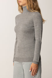 Elisabetta Franchi Maglia Dolcevita In Lana con Pattern Logo MK23S56E2 GRIGIO MELANGE