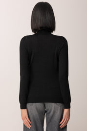 Elisabetta Franchi Maglia Dolcevita In Lana con Pattern Logo MK23S56E2 NERO