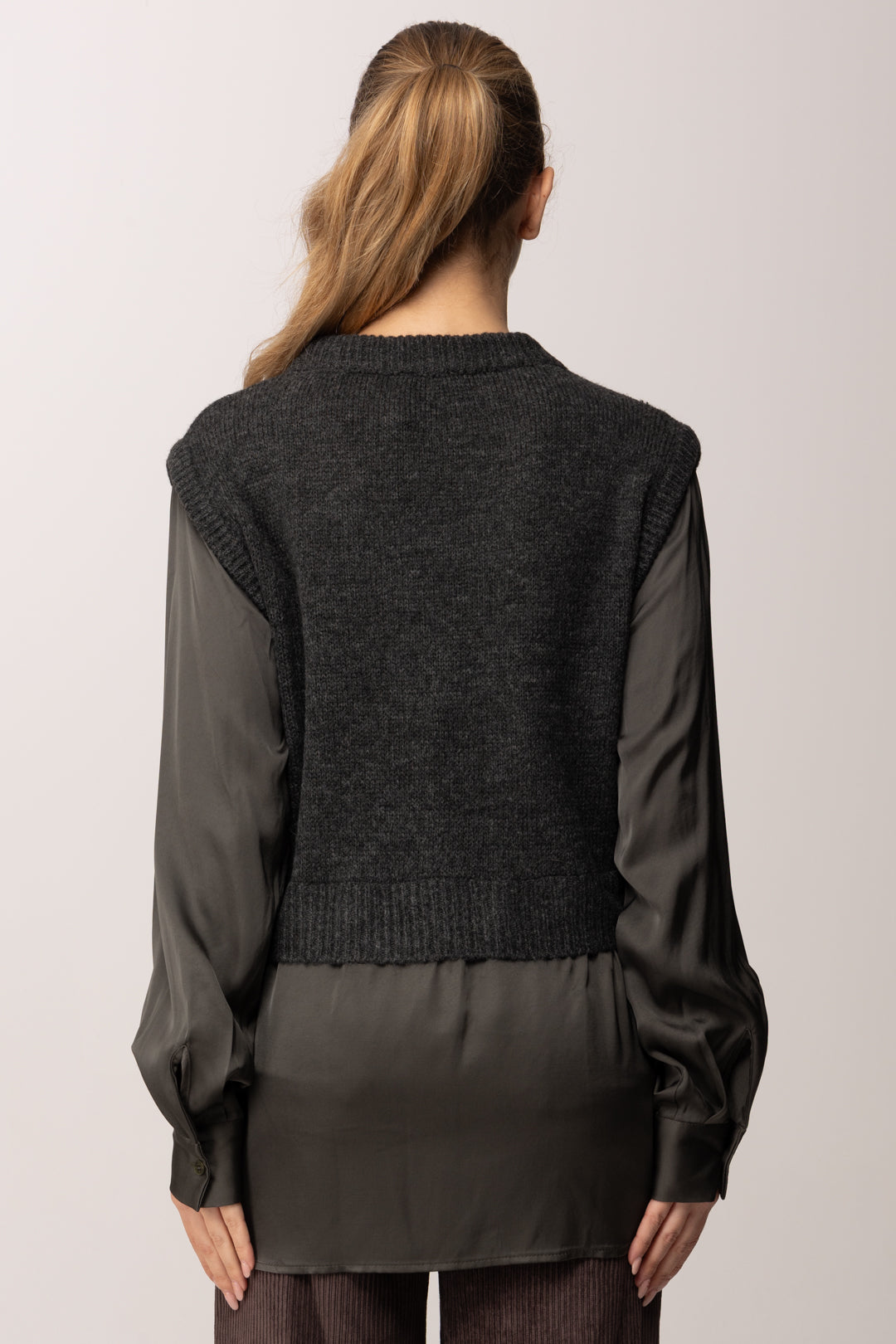 Meme Road Maglia Gilet con Inserti Camicia MRK690 OMBRA