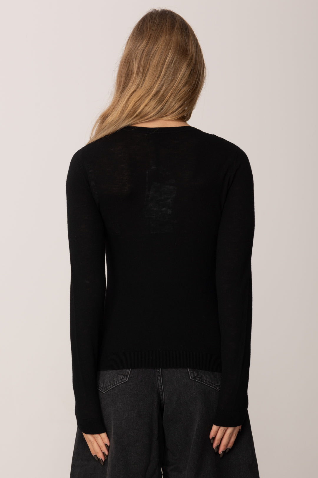 Elisabetta Franchi Maglia Girocollo con Inserto a Costine MK35S57E2 NERO