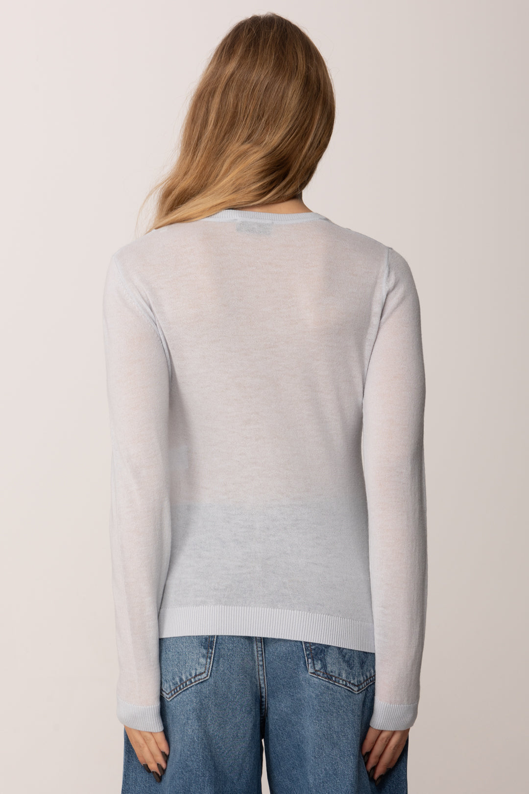 Elisabetta Franchi Maglia Girocollo con Inserto a Costine MK35S57E2 STARLIGHT