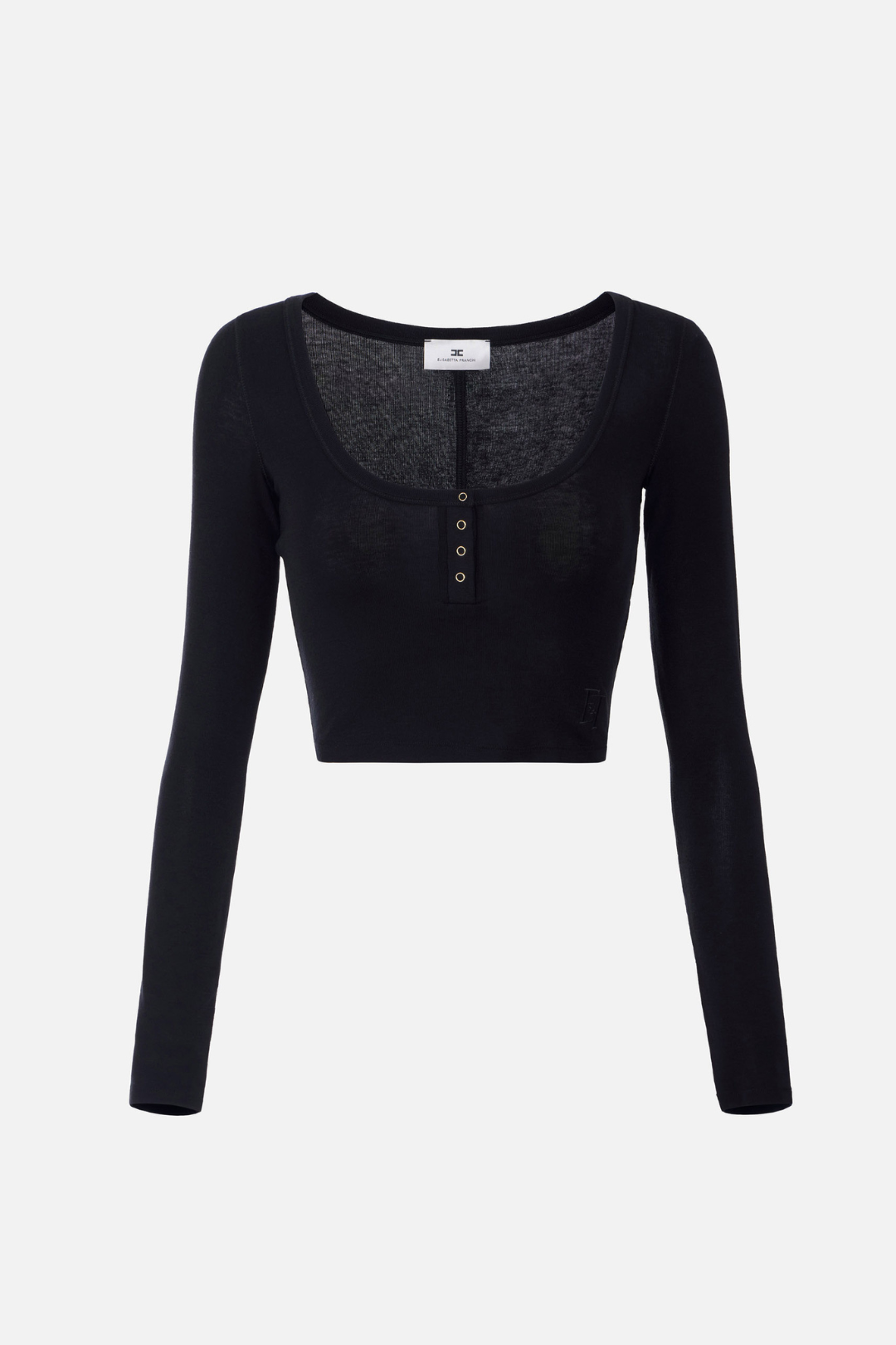 Elisabetta Franchi Maglia In Jersey Leggero con Bottoni MD97B61E2 NERO