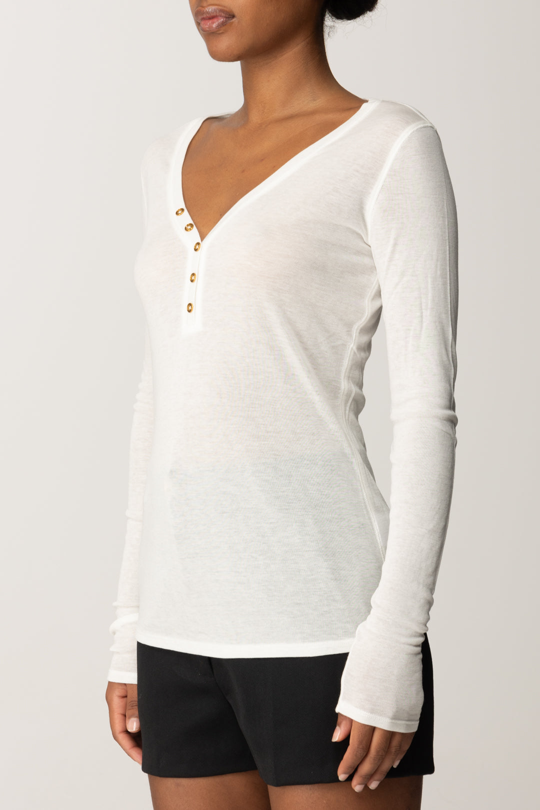 Elisabetta Franchi Maglia In Jersey con Bottoni MD62B56E2 AVORIO