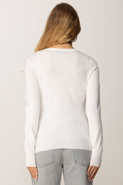 Elisabetta Franchi Maglia In Lana con Micro-logo Jacquard MK24S56E2 AVORIO