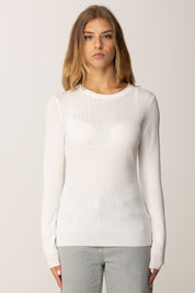 Elisabetta Franchi Maglia In Lana con Micro-logo Jacquard MK24S56E2 AVORIO