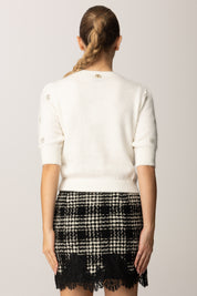 Twin-set Maglia In Misto Angora con Ricamo 252TT3181 NEVE