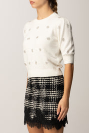 Twin-set Maglia In Misto Angora con Ricamo 252TT3181 NEVE