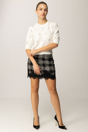 Twin-set Maglia In Misto Angora con Ricamo 252TT3181 NEVE