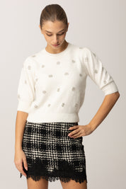 Twin-set Maglia In Misto Angora con Ricamo 252TT3181 NEVE