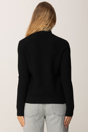 Elisabetta Franchi Maglia In Misto Lana con Colletto Cinturino Gioiello MK05S56E2 NERO