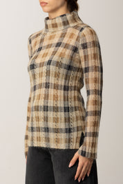 Twin-set Maglia In Misto Mohair con Stampa 252TT3490 ST.CHECK CAMMELLO/NERO