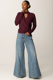 Twin-set Maglia In Viscosa Stretch con Cut-out e Incrocio 252TP3060 WINETASTING