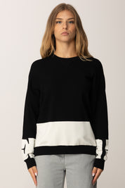 Elisabetta Franchi Maglia In Viscosa con Bande a Contrasto MK01S56E2 NERO/MILK