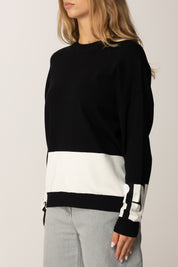 Elisabetta Franchi Maglia In Viscosa con Bande a Contrasto MK01S56E2 NERO/MILK