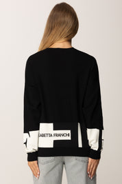 Elisabetta Franchi Maglia In Viscosa con Bande a Contrasto MK01S56E2 NERO/MILK