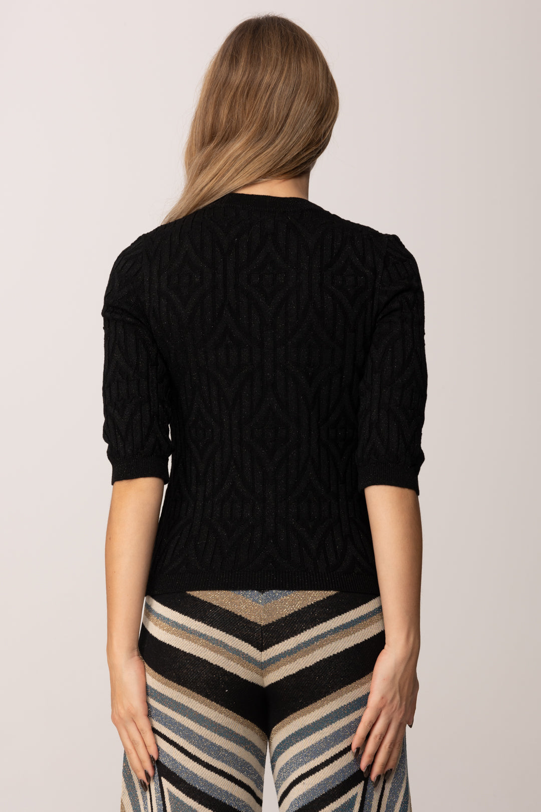 Akep Maglia Logo Lurex MGKD11034 NERO