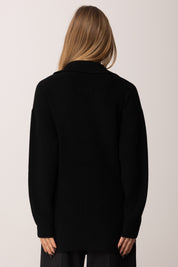 Elisabetta Franchi Maglia Over In Misto Lana con Cinturino Gioiello MK06S56E2 NERO