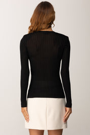 Elisabetta Franchi Maglia Scollo a V In Filato Di Viscosa MK21S56E2 NERO