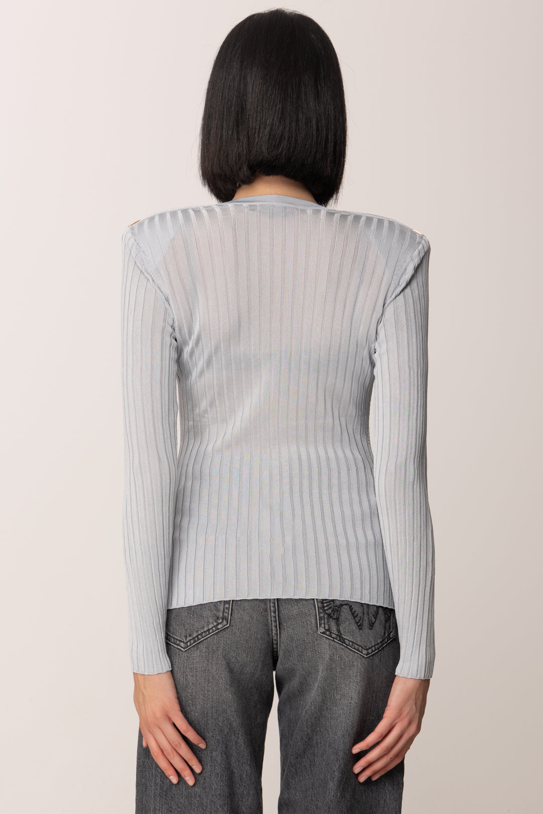 Elisabetta Franchi Maglia Scollo a V In Filato Di Viscosa MK21S56E2 STARLIGHT