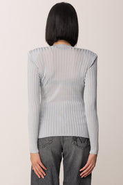 Elisabetta Franchi Maglia Scollo a V In Filato Di Viscosa MK21S56E2 STARLIGHT