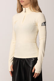Patrizia Pepe Maglia Tecnica con Dolcevita con Zip 2K0361 K667 WOOLY WHITE