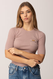 Elisabetta Franchi Maglia a Costine con Maniche Corte MK10B56E2 SUNRISE
