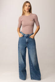 Elisabetta Franchi Maglia a Costine con Maniche Corte MK10B56E2 SUNRISE