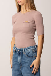 Elisabetta Franchi Maglia a Costine con Maniche Corte MK10B56E2 SUNRISE
