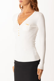 Elisabetta Franchi Maglia a Costine con Taschino MK12B56E2 AVORIO