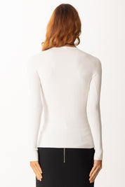 Elisabetta Franchi Maglia a Costine con Taschino MK12B56E2 AVORIO