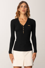 Elisabetta Franchi Maglia a Costine con Taschino MK12B56E2 NERO