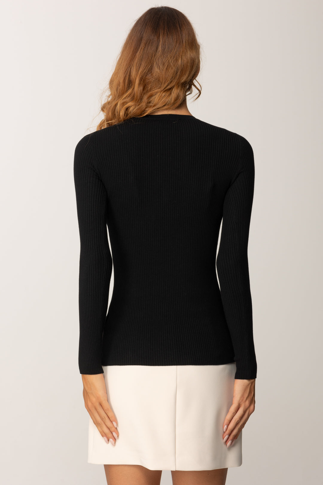 Elisabetta Franchi Maglia a Costine con Taschino MK12B56E2 NERO