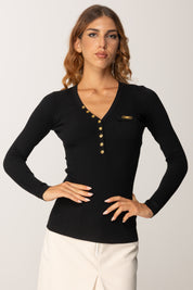 Elisabetta Franchi Maglia a Costine con Taschino MK12B56E2 NERO