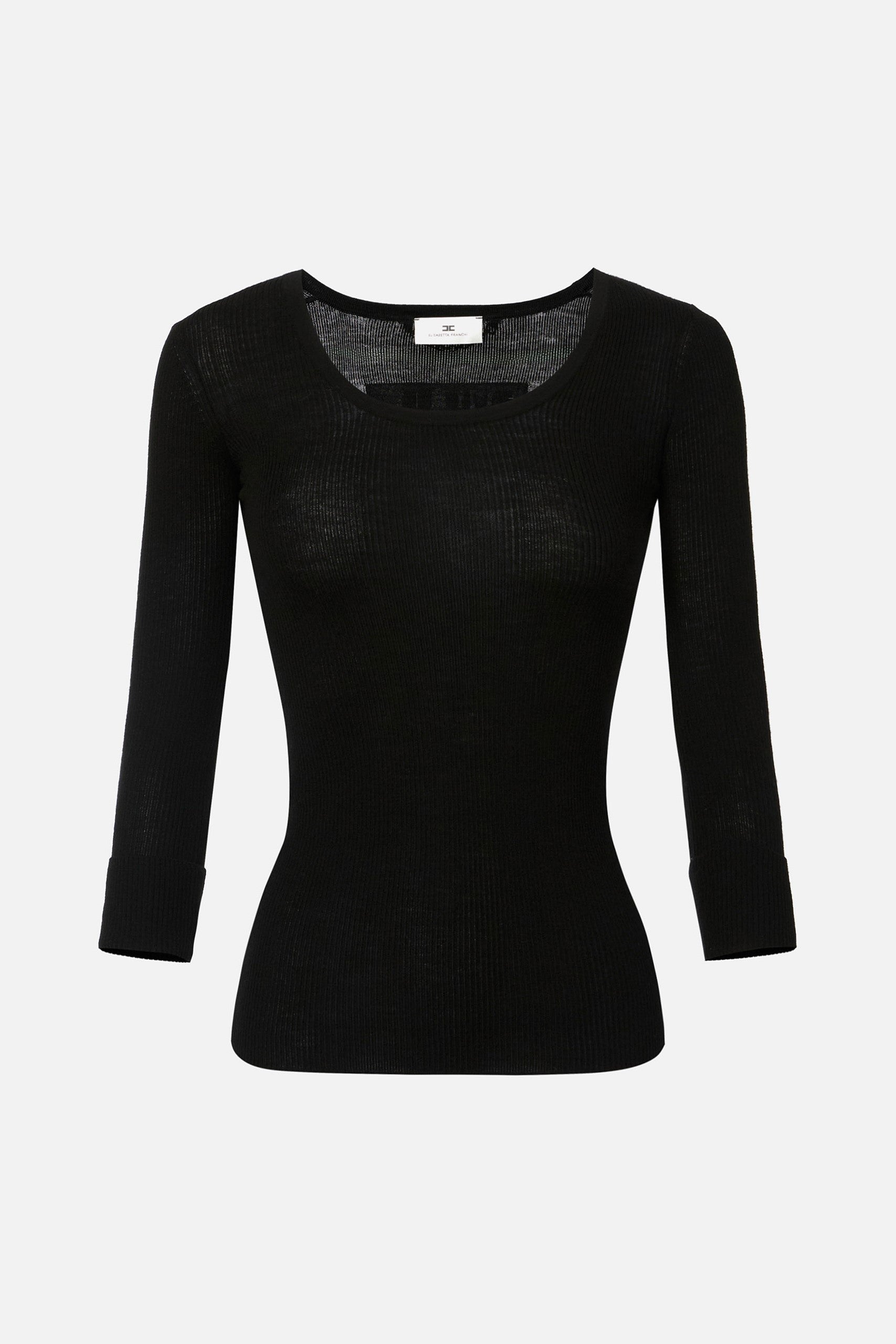 Elisabetta Franchi Maglia con Stampa Lettering Sul Retro NERO MK41B57E2