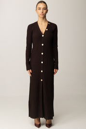 Twin-set Maxi Cardigan In Misto Lana a Costine 252TT3400 BLACK CHOCOLATE 