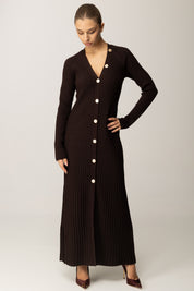 Twin-set Maxi Cardigan In Misto Lana a Costine 252TT3400 BLACK CHOCOLATE 