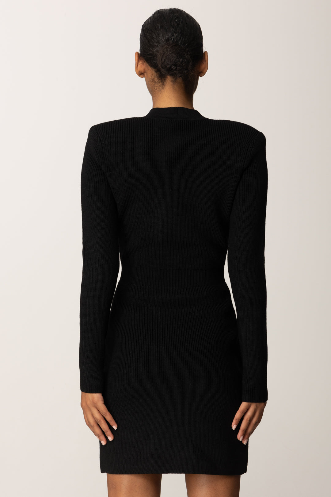 Elisabetta Franchi Mini Abito Doppiopettp In Maglia con Dettagli Gioiello AM04S56E2 NERO