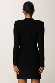 Elisabetta Franchi Mini Abito Doppiopettp In Maglia con Dettagli Gioiello AM04S56E2 NERO