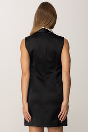 Elisabetta Franchi Mini Abito In Duchesse con Cravatta NERO/MILK AB88557E2