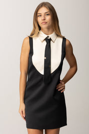 Elisabetta Franchi Mini Abito In Duchesse con Cravatta NERO/MILK AB88557E2