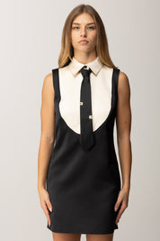Elisabetta Franchi Mini Abito In Duchesse con Cravatta NERO/MILK AB88557E2