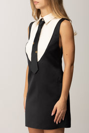 Elisabetta Franchi Mini Abito In Duchesse con Cravatta NERO/MILK AB88557E2