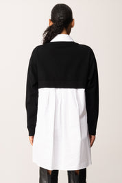 Elisabetta Franchi Mini Abito In Maglia con Inserto Camicia am09t56e2 NERO/BIANCO