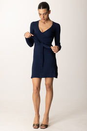 Elisabetta Franchi Mini Abito In Maglia con Scollo Incrociato AM14T51E2 oltremare