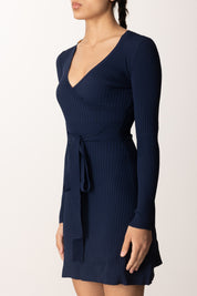 Elisabetta Franchi Mini Abito In Maglia con Scollo Incrociato AM14T51E2 oltremare