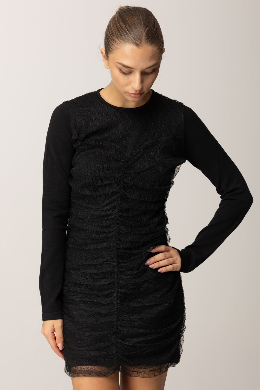 Twin-set Mini Abito In Viscosa Doppiato In Tulle 252TT3261 NERO