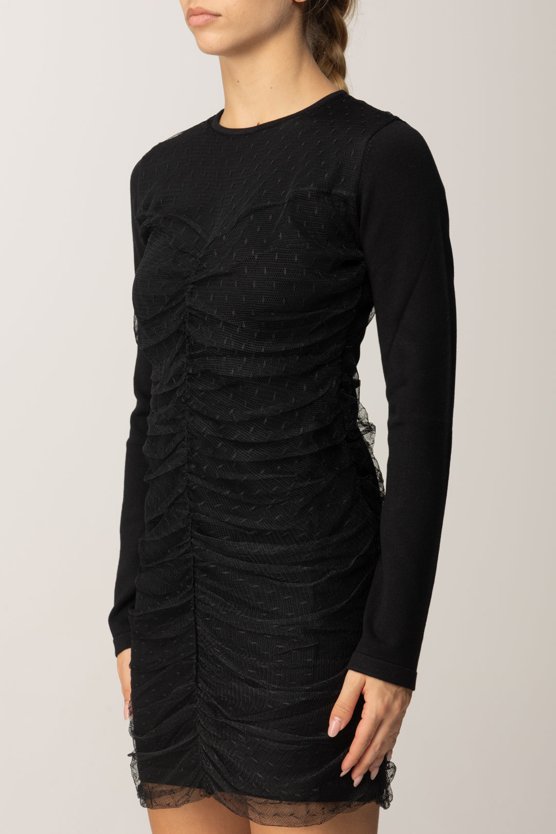 Twin-set Mini Abito In Viscosa Doppiato In Tulle 252TT3261 NERO