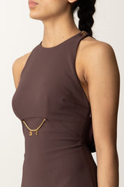 Elisabetta Franchi Mini Abito con Catenella Charms AB80856E2 MERLOT